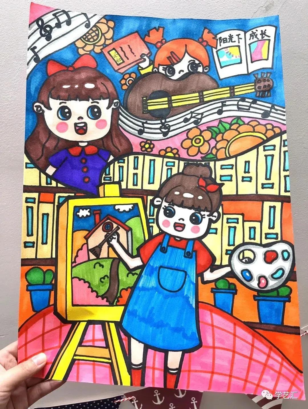 怎么画又漂亮又萌的儿童画,儿童画考级1-10级作品图片范画