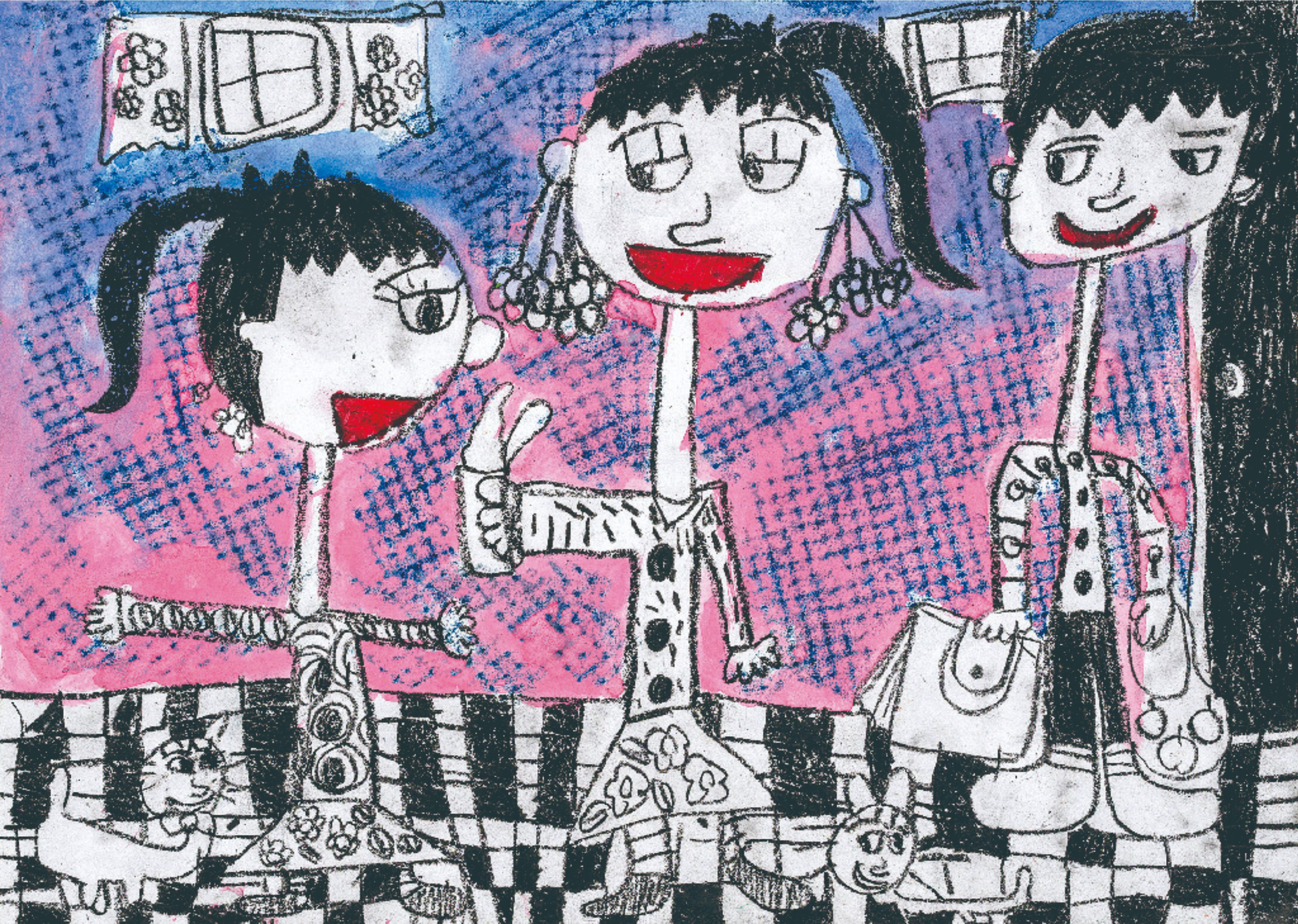 简单漂亮的儿童画作品欣赏,童心世界主题绘画作品