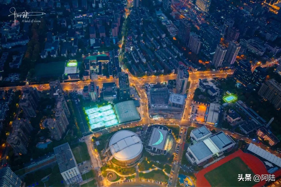 杭州黄龙体育中心航拍,杭州黄龙马拉松