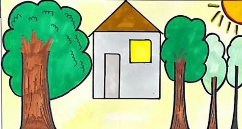 思维导图类绘画作品图片,小学优秀作品构图