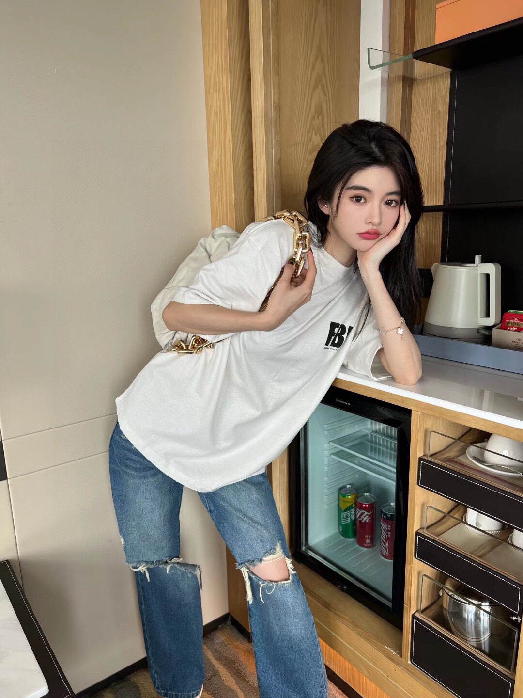 巴黎世家杏色短袖穿搭,巴黎世家fw21麦穗短袖