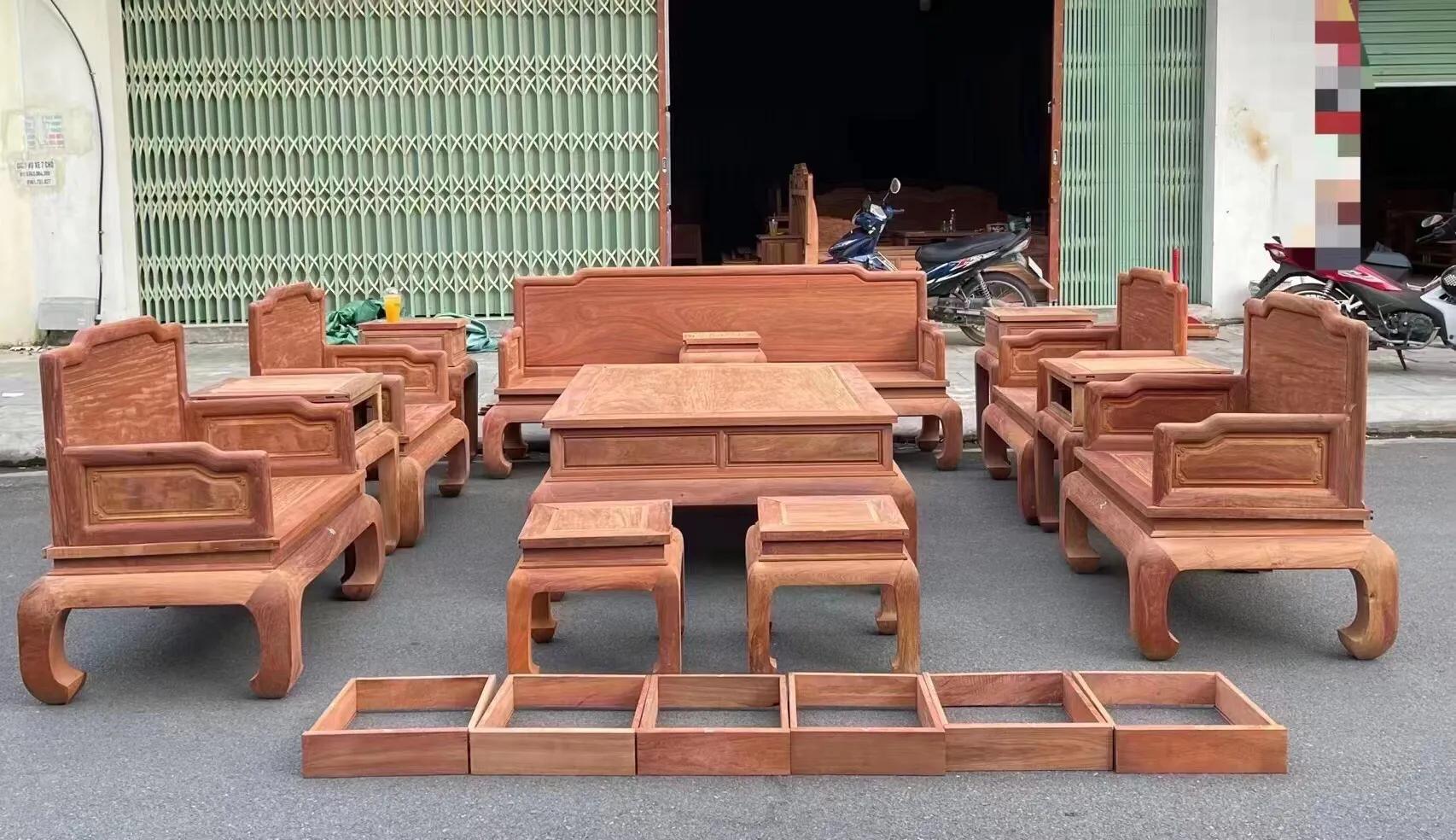 缅甸花梨元宝沙发八件套,缅甸花梨十三件套荷花宝座沙发