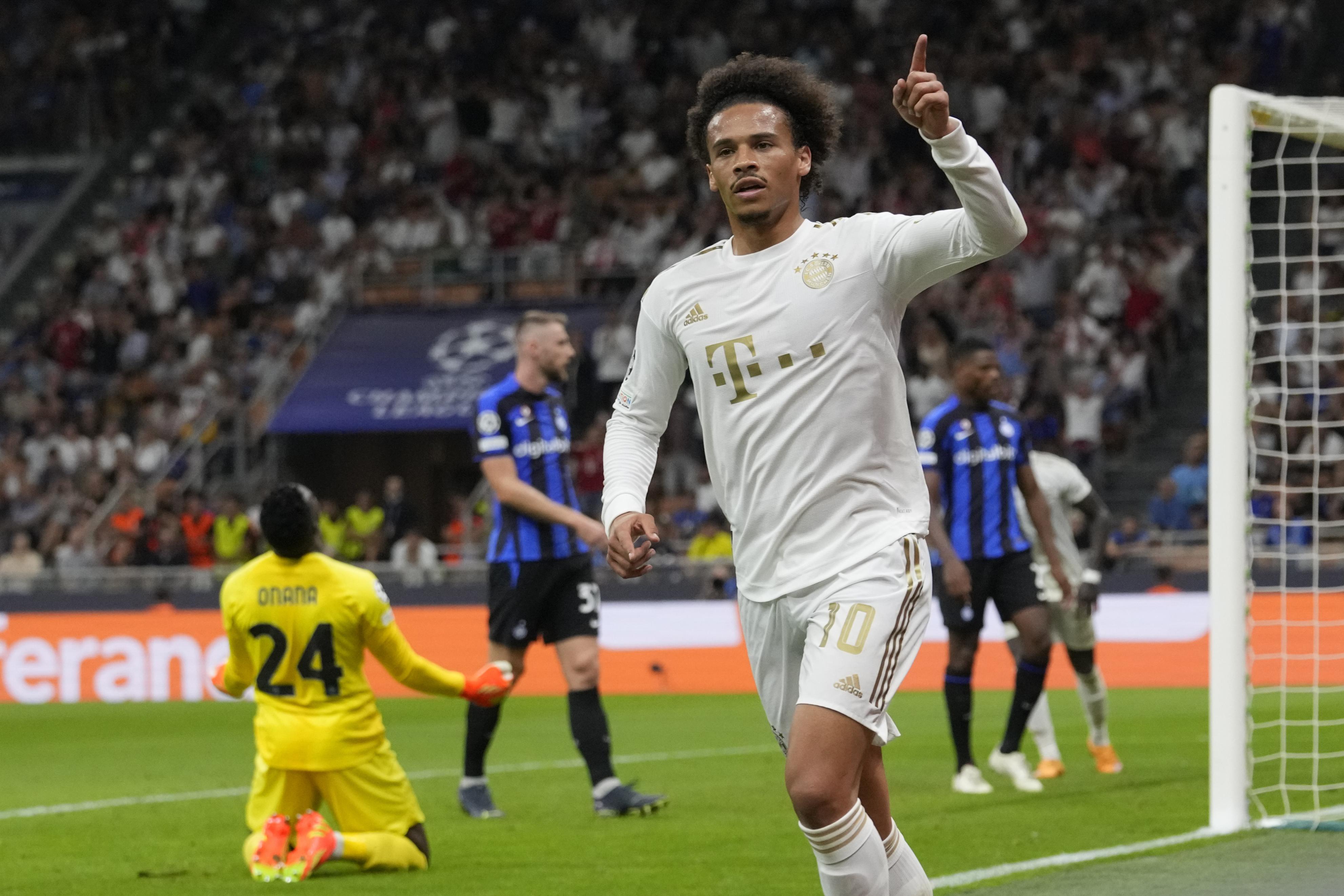 拜仁vs国际米兰萨内进球,欧冠萨内