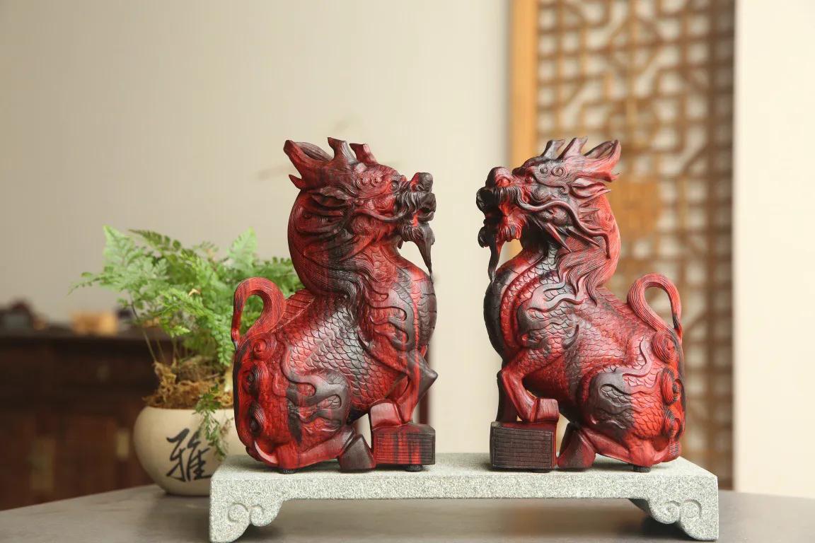 印度小叶紫檀麒麟木雕,印度小叶紫檀麒麟摆件