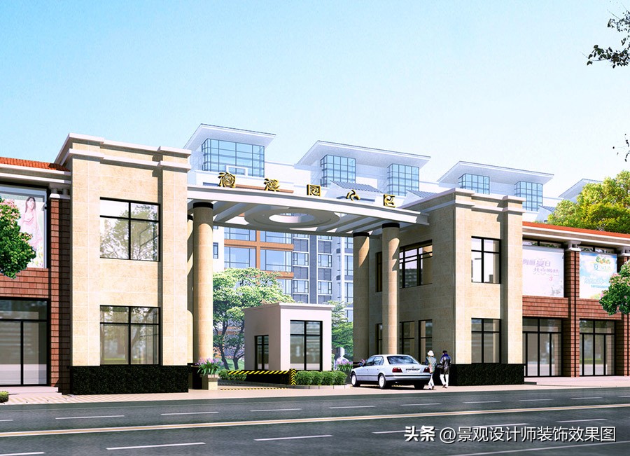 文化景区大门创意简单设计,小区景观大门口设计效果图