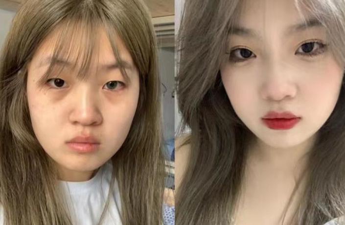 大学生化妆前后对比震撼版,大学生化妆前后差距