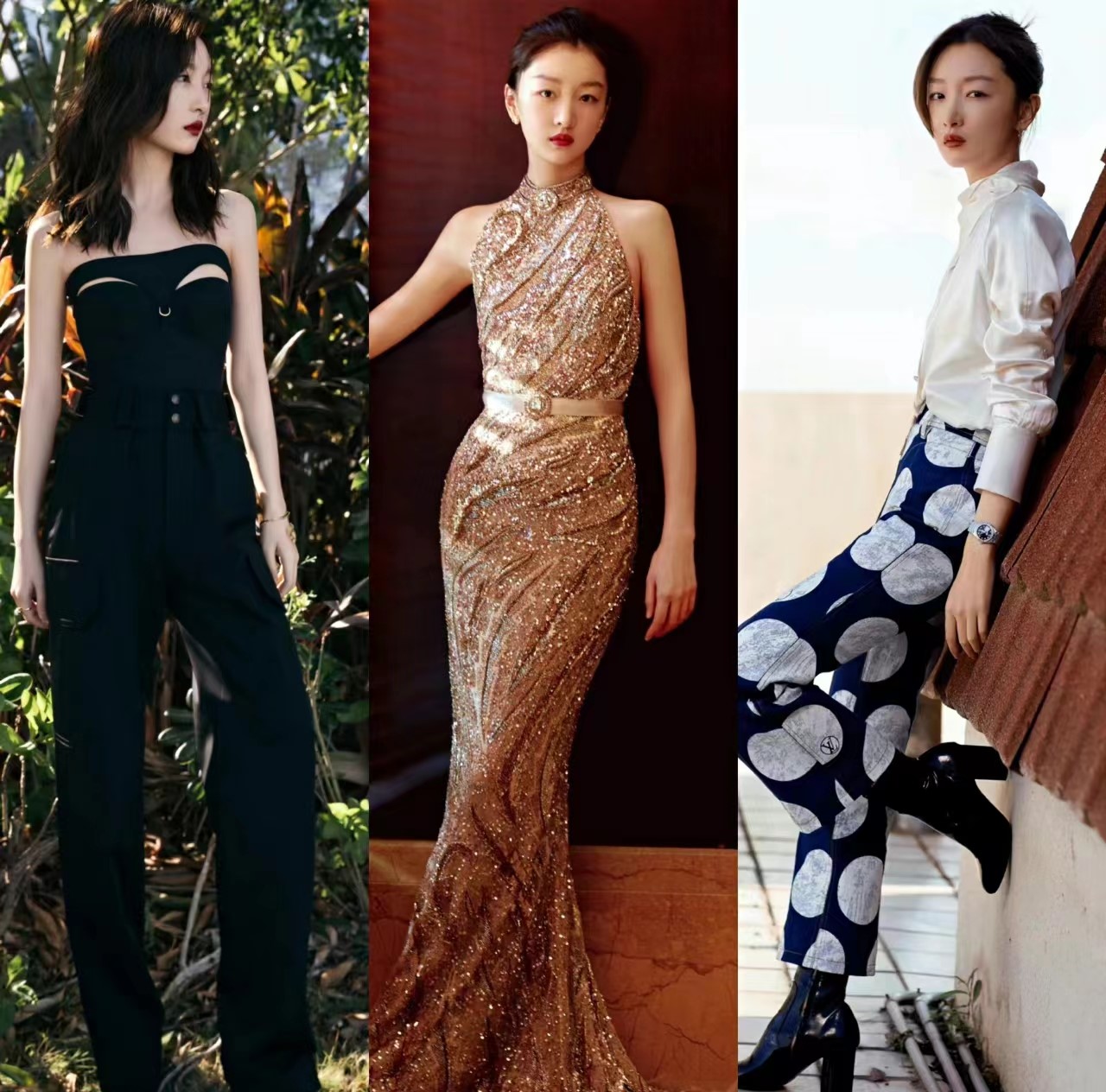 周冬雨近期穿灰色亮片套装,地素亮片西装周冬雨2020